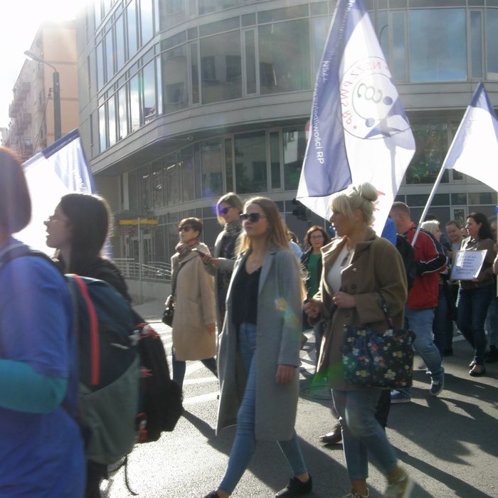 Manifestacja pracowników sądów w Poznaniu