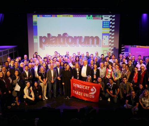 Obraz główny aktualności o tytule Silny głos pracowników platformowych podczas konferencji Platforum w Paryżu 
