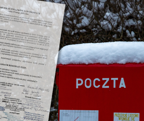 Obraz główny aktualności o tytule Związkowcy z Poczty Polskiej: nie zgadzamy się na manipulowanie informacjami! 
