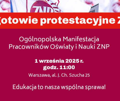 Obraz główny aktualności o tytule OPZZ wspiera Ogólnopolską Manifestację Pracowników Oświaty i Nauki ZNP 