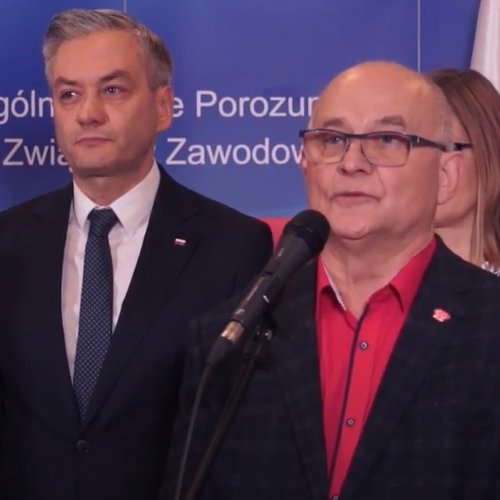 Obraz główny aktualności o tytule Konferencja Szefa OPZZ, Andrzeja Radzikowskiego i Lewicy ws emerytur stażowych 