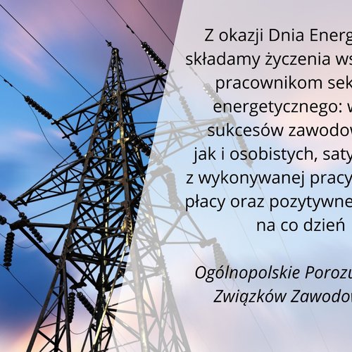 Obraz główny aktualności o tytule Życzenia dla Energetyków 