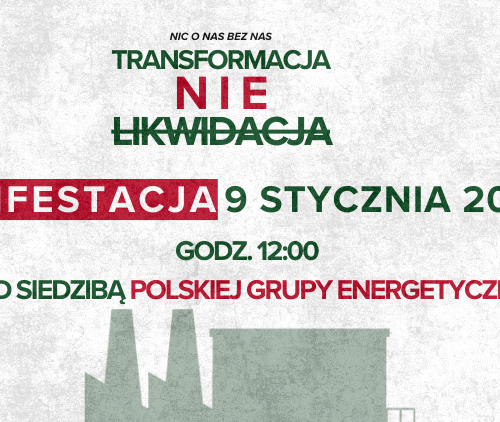 Obraz główny aktualności o tytule Demonstracja w Obronie Polskiego Górnictwa, Energetyki i Hutnictwa – 9 stycznia 2025 r. w Warszawie 