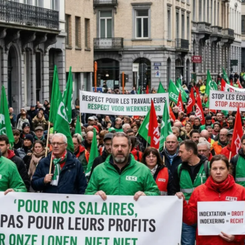Obraz główny aktualności o tytule Związki zawodowe w Belgii przeciwko polityce społeczno-gospodarczej rządu koalicji Arizona 